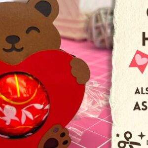 Intra απο ξύλο plywood 3mm-4mm πάχος – Ημέρα του Αγίου Βαλεντίνου Grizzly Bear with Heart Δίασταση  20x20 cm INTRAFABR-90899172