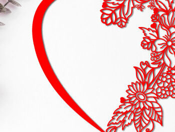 Intra απο ξύλο plywood 3mm-4mm πάχος – Ημέρα του Αγίου Βαλεντίνου Half Floral Heart 1398 Δίασταση  20x20 cm INTRAFABR-115513405 - Image 2