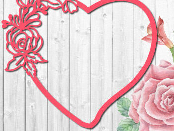 Intra απο ξύλο plywood 3mm-4mm πάχος – Ημι-λουλουδάτη καρδιά του Αγίου Βαλεντίνου 1402 Δίασταση  20x20 cm INTRAFABR-115633999 - Image 2