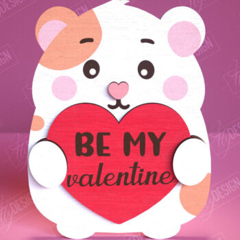 Intra απο ξύλο plywood 3mm-4mm πάχος – Χάμστερ του Αγίου Βαλεντίνου | Ρομαντικό δώρο Δίασταση  20x20 cm INTRAFABR-113577288 - Image 1