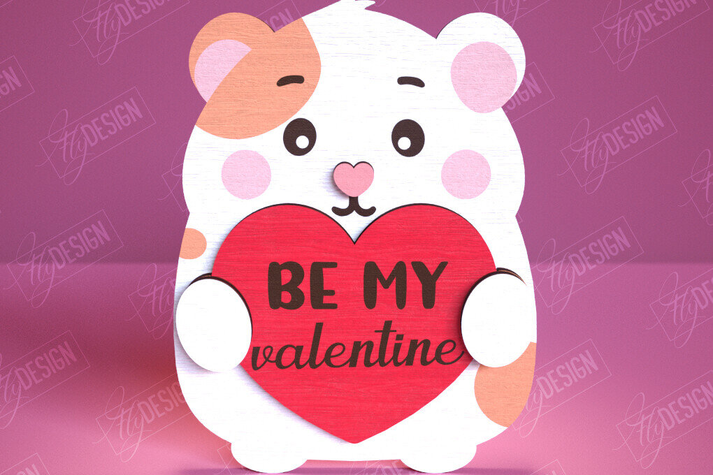 Intra απο ξύλο plywood 3mm-4mm πάχος – Χάμστερ του Αγίου Βαλεντίνου | Ρομαντικό δώρο Δίασταση  20x20 cm INTRAFABR-113577288