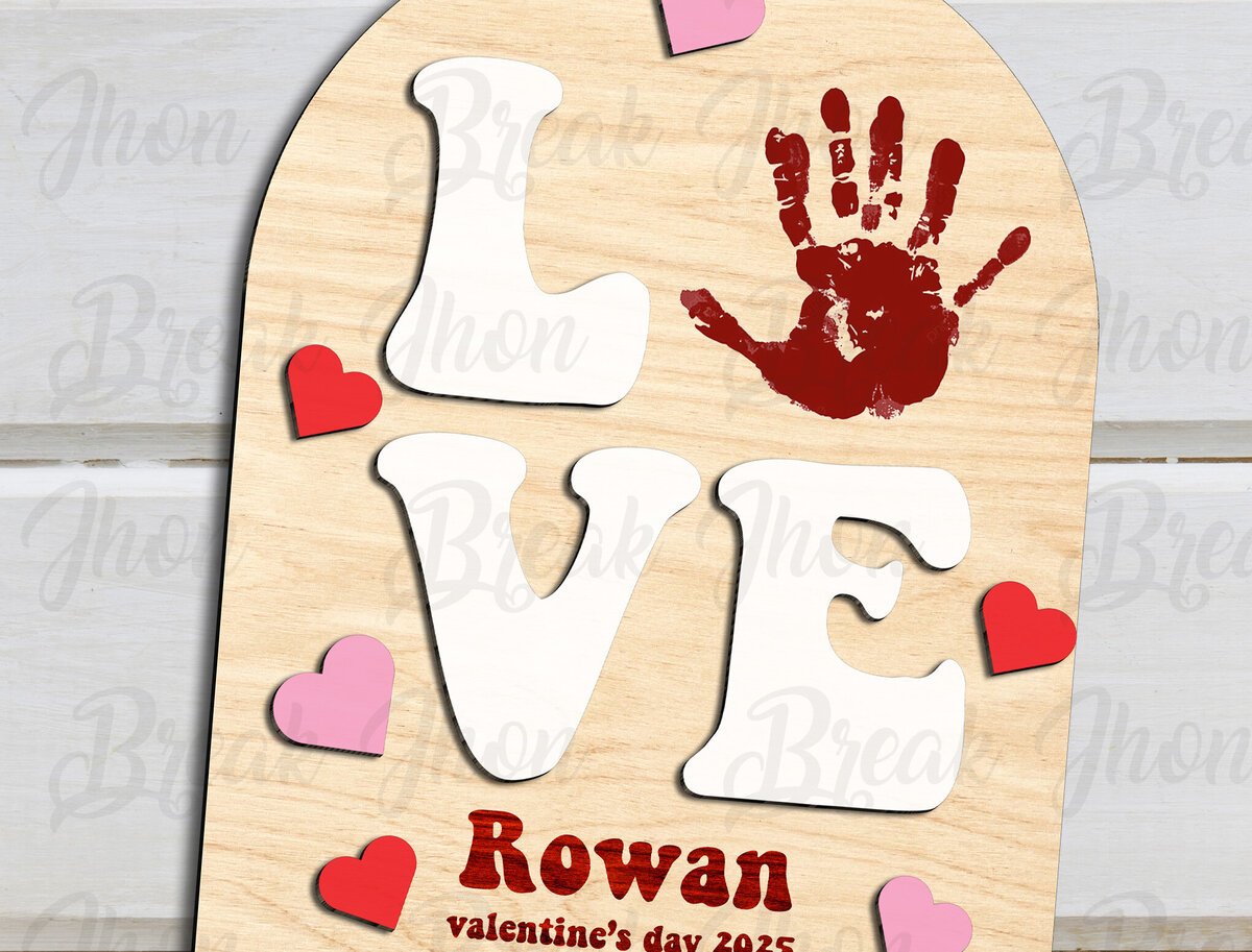 Intra απο ξύλο plywood 3mm-4mm πάχος – Ημέρα του Αγίου Βαλεντίνου Hand Print Δίασταση  20x20 cm INTRAFABR-114049528