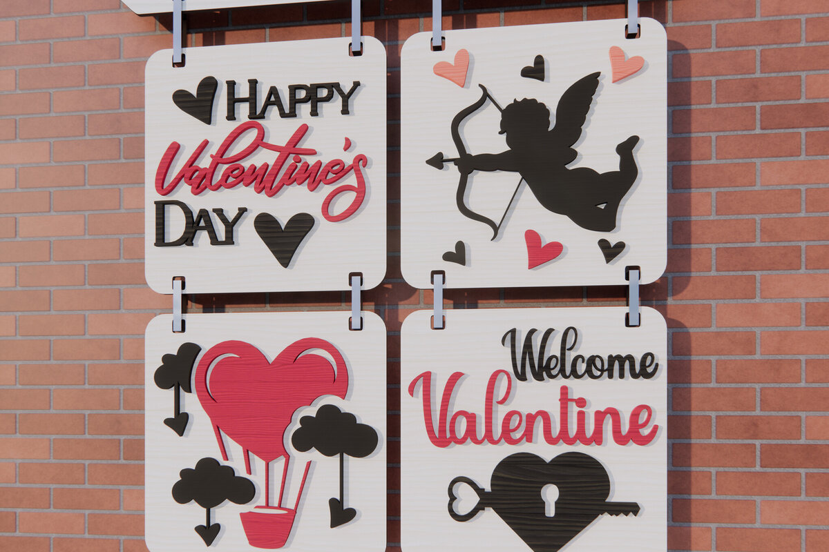 Intra απο ξύλο plywood 3mm-4mm πάχος – Κρεμαστή πινακίδα για την ημέρα του Αγίου Βαλεντίνου Κόψιμο με λέιζερ Δίασταση  20x20 cm INTRAFABR-88140104