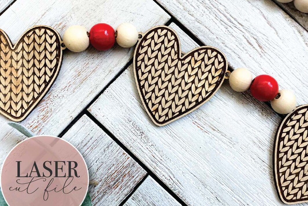 Intra απο ξύλο plywood 3mm-4mm πάχος – Ημέρα του Αγίου Βαλεντίνου Heart Garland Δίασταση  20x20 cm INTRAFABR-72643989