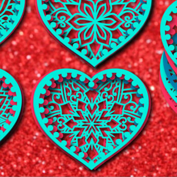 Intra απο ξύλο plywood 3mm-4mm πάχος – Κάρτα Mandala για την Ημέρα του Αγίου Βαλεντίνου871 Δίασταση  20x20 cm INTRAFABR-88819568 - Image 1