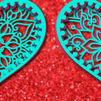 Intra απο ξύλο plywood 3mm-4mm πάχος – Κάρτα Mandala για την Ημέρα του Αγίου Βαλεντίνου871 Δίασταση  20x20 cm INTRAFABR-88819568 - Image 3