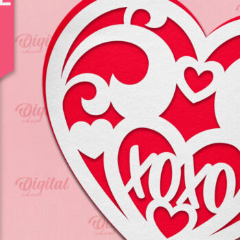 Intra απο ξύλο plywood 3mm-4mm πάχος – Ημέρα του Αγίου Βαλεντίνου Heart Paper Cut Δίασταση  20x20 cm INTRAFABR-88294011 - Image 1