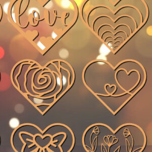 Intra απο ξύλο plywood 3mm-4mm πάχος – Χαρτί καρδιάς για την Ημέρα του Αγίου Βαλεντίνου/Αρχείο κοπής με λέιζερ Δίασταση  20x20 cm INTRAFABR-21283530