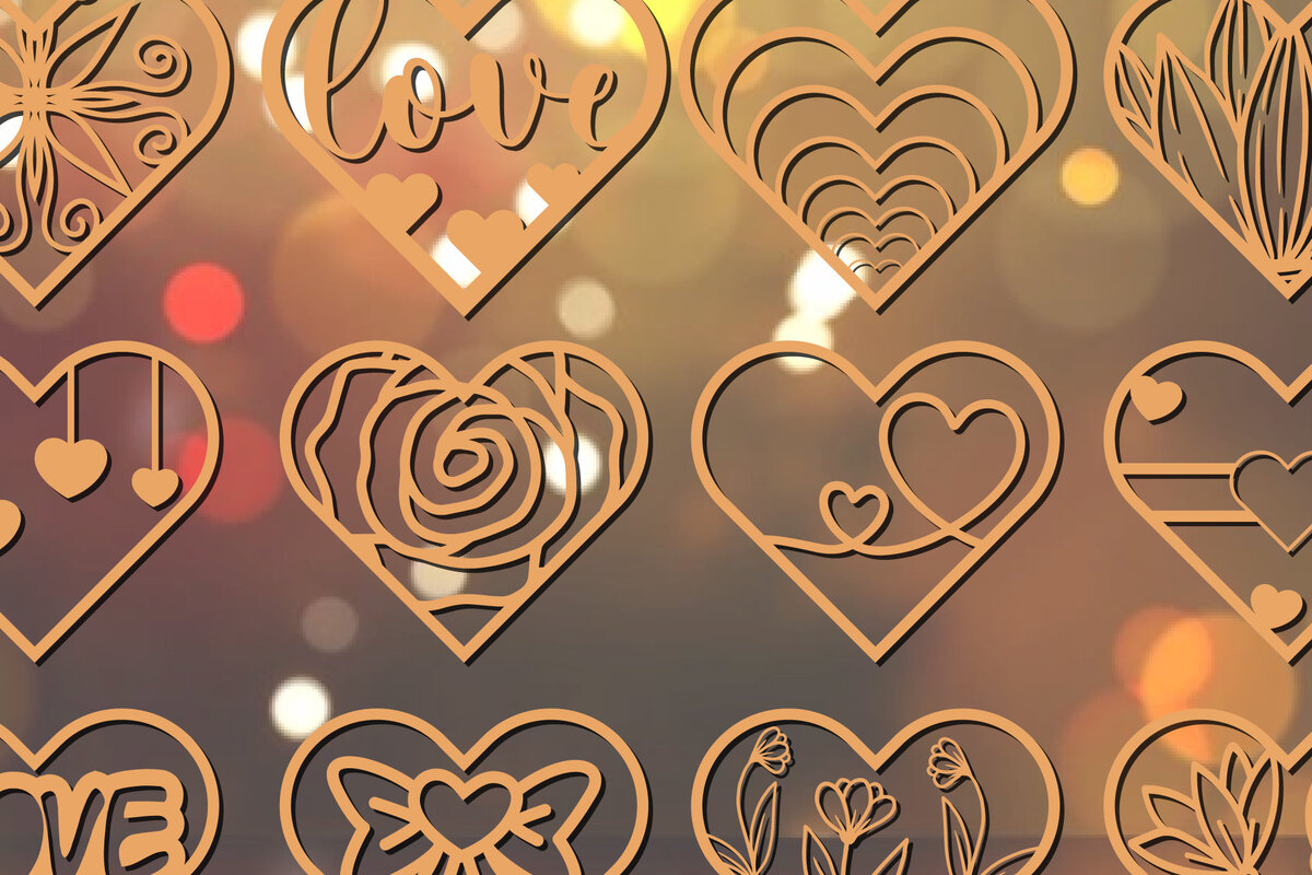 Intra απο ξύλο plywood 3mm-4mm πάχος – Χαρτί καρδιάς για την Ημέρα του Αγίου Βαλεντίνου/Αρχείο κοπής με λέιζερ Δίασταση  20x20 cm INTRAFABR-21283530