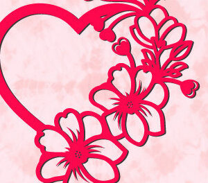 Intra απο ξύλο plywood 3mm-4mm πάχος – Κορνίζα για την ημέρα του Αγίου Βαλεντίνου Heart Rose1390 Δίασταση  20x20 cm INTRAFABR-115424270