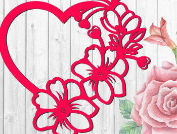 Intra απο ξύλο plywood 3mm-4mm πάχος – Κορνίζα για την ημέρα του Αγίου Βαλεντίνου Heart Rose1390 Δίασταση  20x20 cm INTRAFABR-115424270 - Image 2
