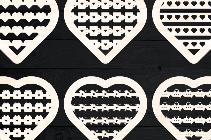 Intra απο ξύλο plywood 3mm-4mm πάχος – Πακέτο αρχείου αποκοπής Heart Day Valentines Δίασταση  20x20 cm INTRAFABR-56226929