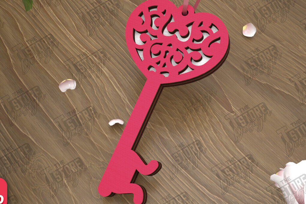 Intra απο ξύλο plywood 3mm-4mm πάχος – Κλειδί για την ημέρα του Αγίου Βαλεντίνου| Ιδέα δώρου |Μπρελόκ Δίασταση  5x5 cm INTRAFABR-110260499