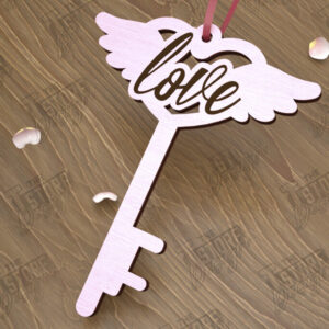 Intra απο ξύλο plywood 3mm-4mm πάχος – Κλειδί για την ημέρα του Αγίου Βαλεντίνου| Ιδέα δώρου |Μπρελόκ Δίασταση  5x5 cm INTRAFABR-110260511