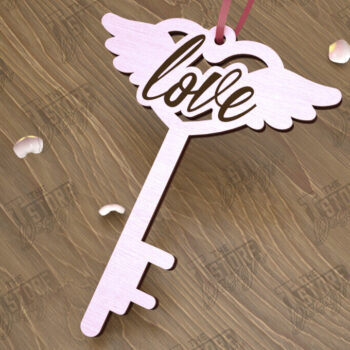 Intra απο ξύλο plywood 3mm-4mm πάχος – Κλειδί για την ημέρα του Αγίου Βαλεντίνου| Ιδέα δώρου |Μπρελόκ Δίασταση  5x5 cm INTRAFABR-110260511 - Image 1