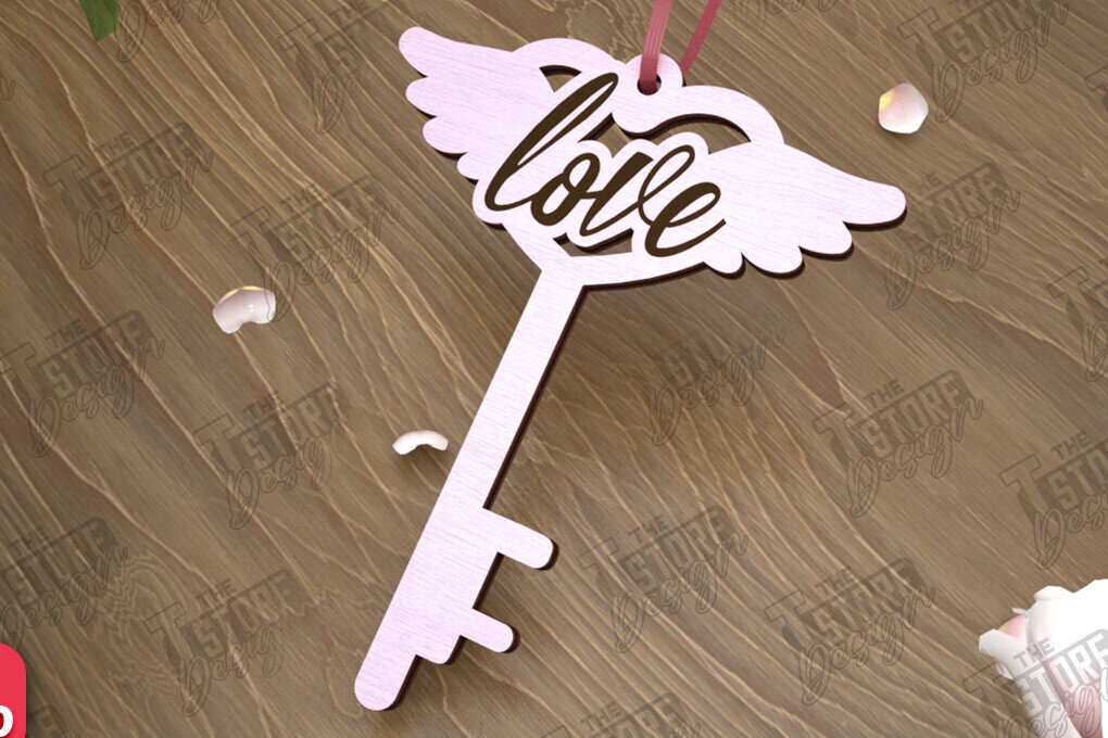 Intra απο ξύλο plywood 3mm-4mm πάχος – Κλειδί για την ημέρα του Αγίου Βαλεντίνου| Ιδέα δώρου |Μπρελόκ Δίασταση  5x5 cm INTRAFABR-110260511