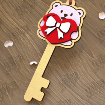 Intra απο ξύλο plywood 3mm-4mm πάχος – Κλειδί για την ημέρα του Αγίου Βαλεντίνου| Ιδέα δώρου |Μπρελόκ Δίασταση  5x5 cm INTRAFABR-110260530 - Image 1