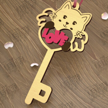 Intra απο ξύλο plywood 3mm-4mm πάχος – Κλειδί για την ημέρα του Αγίου Βαλεντίνου| Ιδέα δώρου |Μπρελόκ Δίασταση  5x5 cm INTRAFABR-110260536 - Image 1