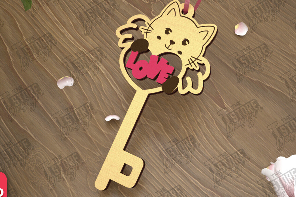 Intra απο ξύλο plywood 3mm-4mm πάχος – Κλειδί για την ημέρα του Αγίου Βαλεντίνου| Ιδέα δώρου |Μπρελόκ Δίασταση  5x5 cm INTRAFABR-110260536