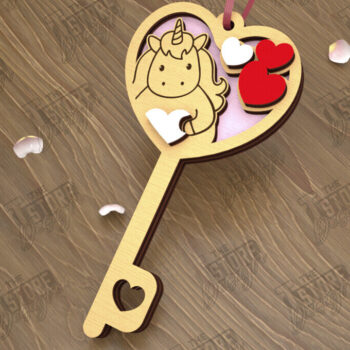 Intra απο ξύλο plywood 3mm-4mm πάχος – Κλειδί για την ημέρα του Αγίου Βαλεντίνου| Ιδέα δώρου |Μπρελόκ Δίασταση  5x5 cm INTRAFABR-110260541 - Image 1