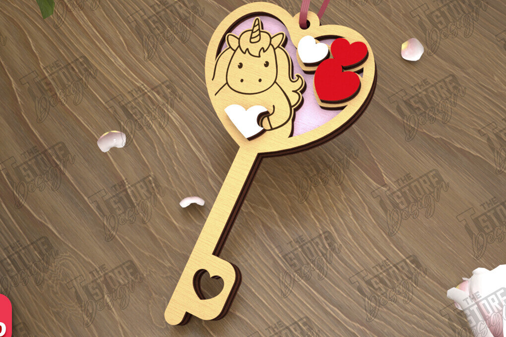 Intra απο ξύλο plywood 3mm-4mm πάχος – Κλειδί για την ημέρα του Αγίου Βαλεντίνου| Ιδέα δώρου |Μπρελόκ Δίασταση  5x5 cm INTRAFABR-110260541