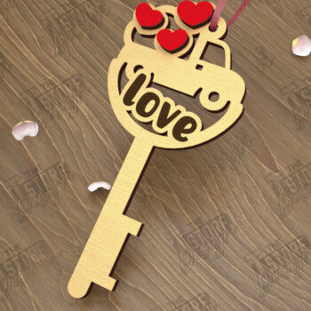 Intra απο ξύλο plywood 3mm-4mm πάχος – Κλειδί για την ημέρα του Αγίου Βαλεντίνου| Ιδέα δώρου |Μπρελόκ Δίασταση  5x5 cm INTRAFABR-110260546 - Image 1