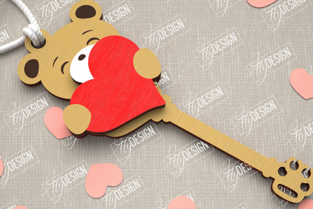 Intra απο ξύλο plywood 3mm-4mm πάχος – Κλειδί για την ημέρα του Αγίου Βαλεντίνου| Ιδέα δώρου |Μπρελόκ Δίασταση  5x5 cm INTRAFABR-109808007