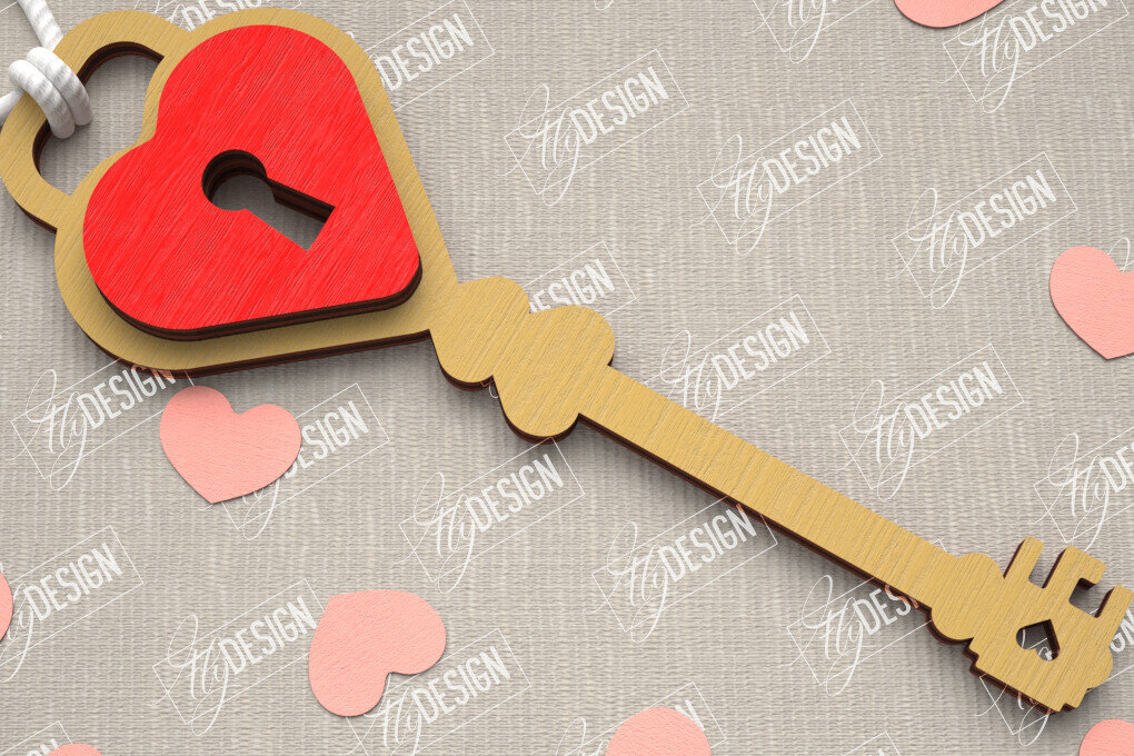 Intra απο ξύλο plywood 3mm-4mm πάχος – Κλειδί για την ημέρα του Αγίου Βαλεντίνου| Ιδέα δώρου |Μπρελόκ Δίασταση  5x5 cm INTRAFABR-109808013