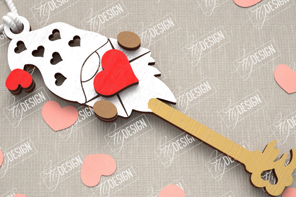 Intra απο ξύλο plywood 3mm-4mm πάχος – Κλειδί για την ημέρα του Αγίου Βαλεντίνου| Ιδέα δώρου |Μπρελόκ Δίασταση  5x5 cm INTRAFABR-109808015