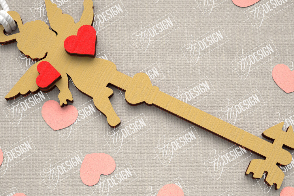 Intra απο ξύλο plywood 3mm-4mm πάχος – Κλειδί για την ημέρα του Αγίου Βαλεντίνου| Ιδέα δώρου |Μπρελόκ Δίασταση  5x5 cm INTRAFABR-109808034