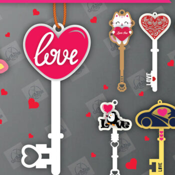 Intra απο ξύλο plywood 3mm-4mm πάχος – Πακέτο με κλειδί για την Ημέρα του Αγίου Βαλεντίνου Δίασταση  20x20 cm INTRAFABR-113133976 - Image 1