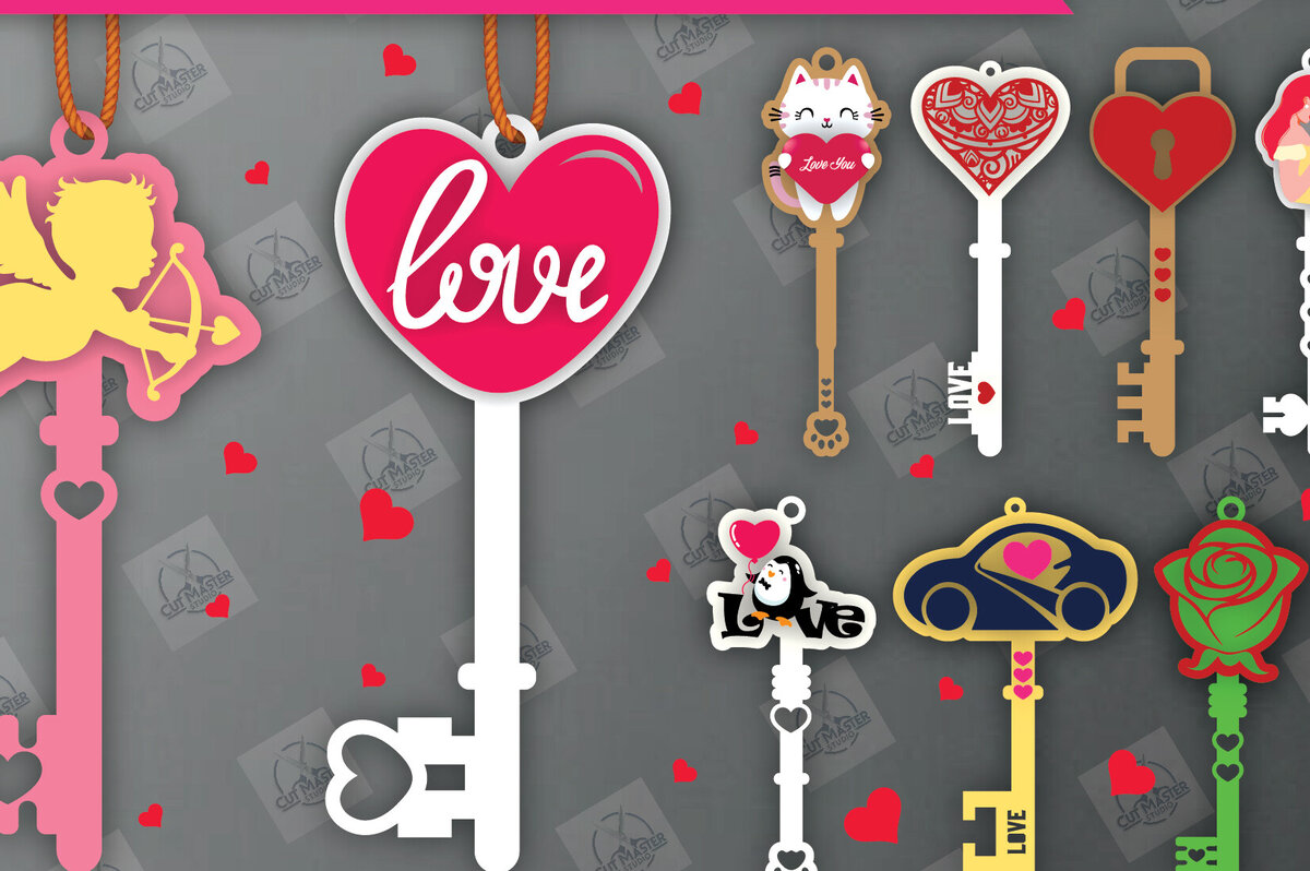 Intra απο ξύλο plywood 3mm-4mm πάχος – Πακέτο με κλειδί για την Ημέρα του Αγίου Βαλεντίνου Δίασταση  20x20 cm INTRAFABR-113133976