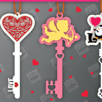 Intra απο ξύλο plywood 3mm-4mm πάχος – Πακέτο με κλειδί για την Ημέρα του Αγίου Βαλεντίνου Δίασταση  20x20 cm INTRAFABR-113133524 - Image 1