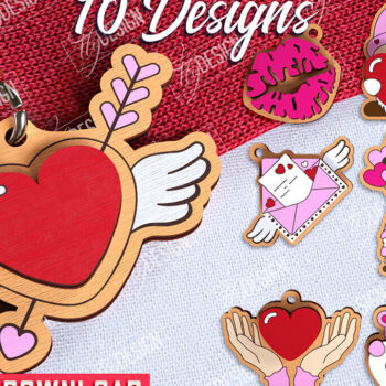 Intra απο ξύλο plywood 3mm-4mm πάχος – Πακέτο μπρελόκ για την ημέρα του Αγίου Βαλεντίνου | CNC Δίασταση  5x5 cm INTRAFABR-108905342 - Image 1