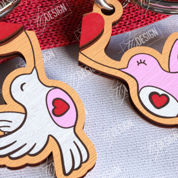 Intra απο ξύλο plywood 3mm-4mm πάχος – Μπρελόκ για την ημέρα του Αγίου Βαλεντίνου | Χαριτωμένο  Δίασταση  5x5 cm INTRAFABR-108905150 - Image 1