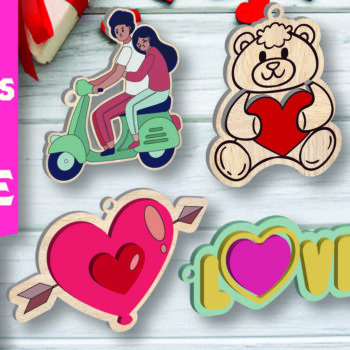 Intra απο ξύλο plywood 3mm-4mm πάχος – Πακέτο μπρελόκ για την ημέρα του Αγίου Βαλεντίνου Δίασταση  5x5 cm INTRAFABR-109753385 - Image 1