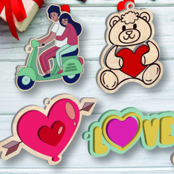 Intra απο ξύλο plywood 3mm-4mm πάχος – Πακέτο μπρελόκ για την ημέρα του Αγίου Βαλεντίνου Δίασταση  5x5 cm INTRAFABR-109753385 - Image 2