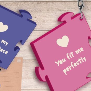 Intra απο ξύλο plywood 3mm-4mm πάχος – Πακέτο μπρελόκ για την ημέρα του Αγίου Βαλεντίνου, Love Δίασταση  5x5 cm INTRAFABR-89566234 - Image 4