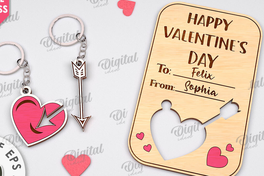 Intra απο ξύλο plywood 3mm-4mm πάχος – Μπρελόκ για την ημέρα του Αγίου Βαλεντίνου Δωροκάρτα Laser Δίασταση  5x5 cm INTRAFABR-111207680