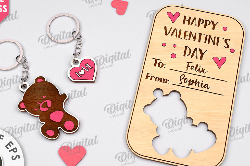 Intra απο ξύλο plywood 3mm-4mm πάχος – Μπρελόκ για την ημέρα του Αγίου Βαλεντίνου Δωροκάρτα Laser Δίασταση  5x5 cm INTRAFABR-111208206