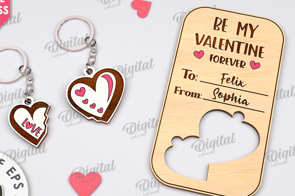 Intra απο ξύλο plywood 3mm-4mm πάχος – Μπρελόκ για την ημέρα του Αγίου Βαλεντίνου Δωροκάρτα Laser Δίασταση  5x5 cm INTRAFABR-111208293