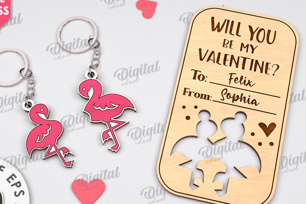 Intra απο ξύλο plywood 3mm-4mm πάχος – Μπρελόκ για την ημέρα του Αγίου Βαλεντίνου Δωροκάρτα Laser Δίασταση  5x5 cm INTRAFABR-111208702