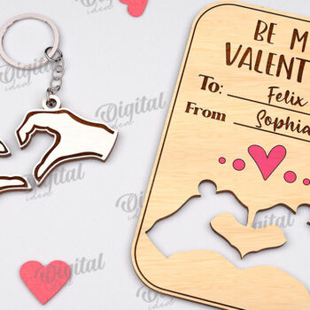 Intra απο ξύλο plywood 3mm-4mm πάχος – Μπρελόκ για την ημέρα του Αγίου Βαλεντίνου Δωροκάρτα Laser Δίασταση  5x5 cm INTRAFABR-111207619 - Image 1