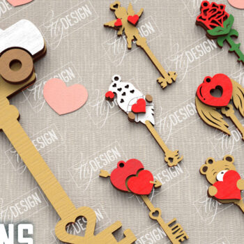 Intra απο ξύλο plywood 3mm-4mm πάχος – Πακέτο κλειδιών για την ημέρα του Αγίου Βαλεντίνου | Ιδέα δώρου Δίασταση 20x20 cm INTRAFABR-109808586 - Image 1