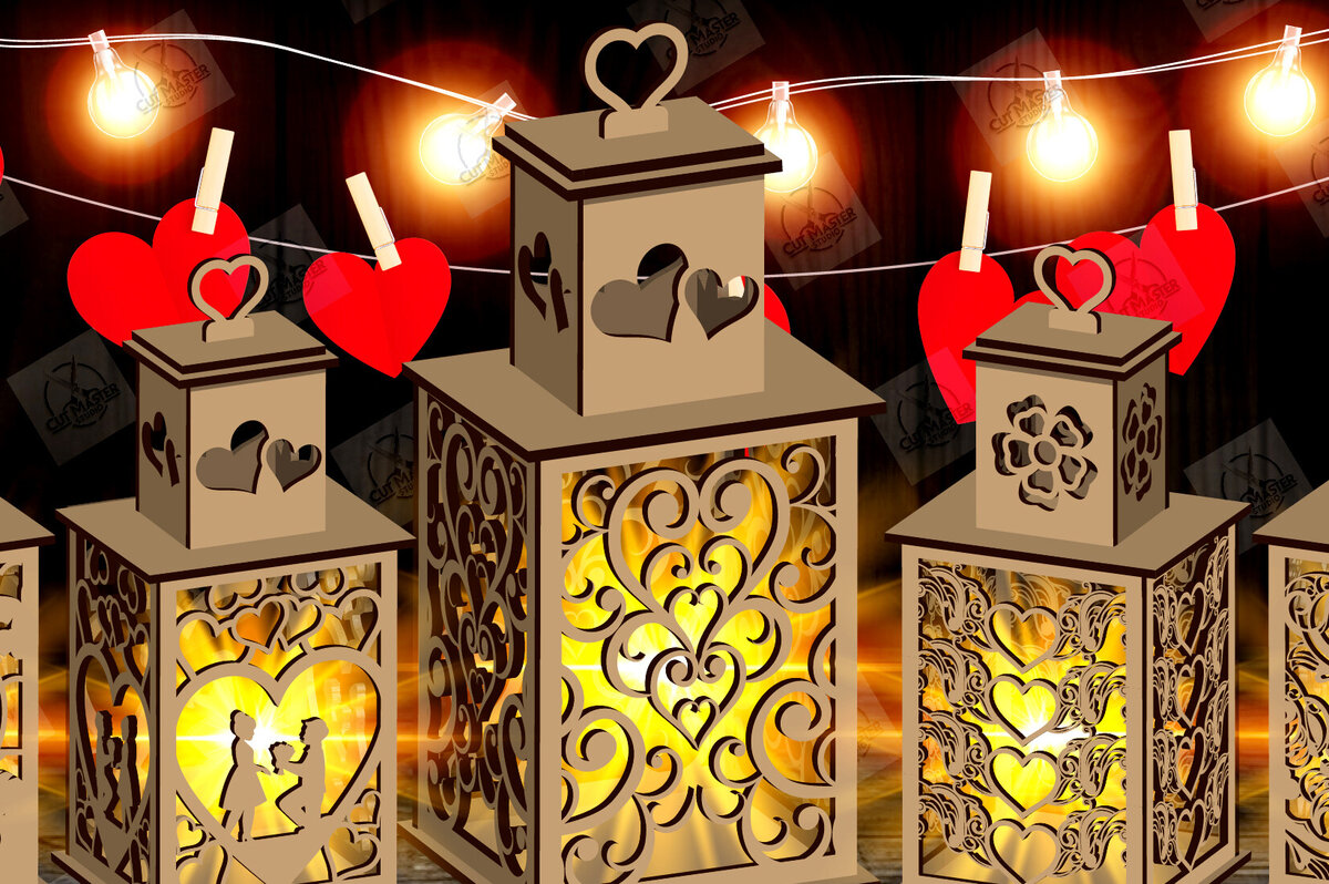 Intra απο ξύλο plywood 3mm-4mm πάχος – Πακέτο κοπής φαναριού για την ημέρα του Αγίου Βαλεντίνου Δίασταση  20x20 cm INTRAFABR-115157230