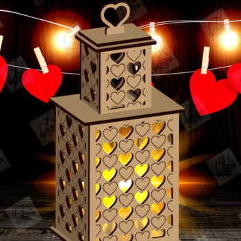 Intra απο ξύλο plywood 3mm-4mm πάχος – Φανάρι για την Ημέρα του Αγίου Βαλεντίνου με Δίασταση  20x20 cm INTRAFABR-115157194 - Image 1
