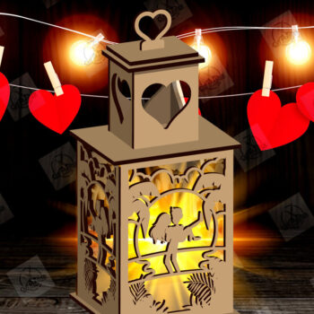 Intra απο ξύλο plywood 3mm-4mm πάχος – Φανάρι για την Ημέρα του Αγίου Βαλεντίνου με Δίασταση  20x20 cm INTRAFABR-115156569 - Image 1