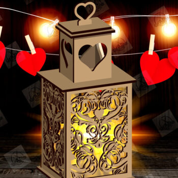 Intra απο ξύλο plywood 3mm-4mm πάχος – Φανάρι για την Ημέρα του Αγίου Βαλεντίνου με Δίασταση  20x20 cm INTRAFABR-115156670 - Image 1