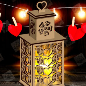 Intra απο ξύλο plywood 3mm-4mm πάχος – Φανάρι για την Ημέρα του Αγίου Βαλεντίνου με Δίασταση  20x20 cm INTRAFABR-115156709