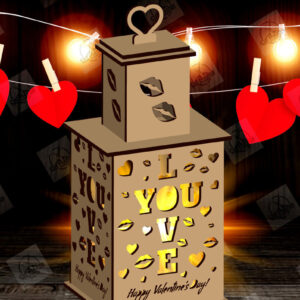 Intra απο ξύλο plywood 3mm-4mm πάχος – Φανάρι για την Ημέρα του Αγίου Βαλεντίνου με Δίασταση  20x20 cm INTRAFABR-115157013